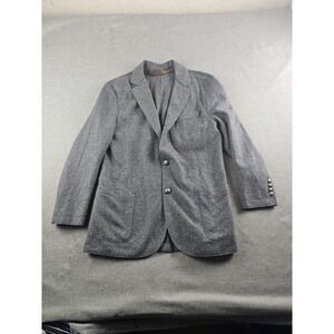 Eleventy Blazer Mens 42 Gray Wool Blend Unconstructed Jacket Italy Metal Buttons